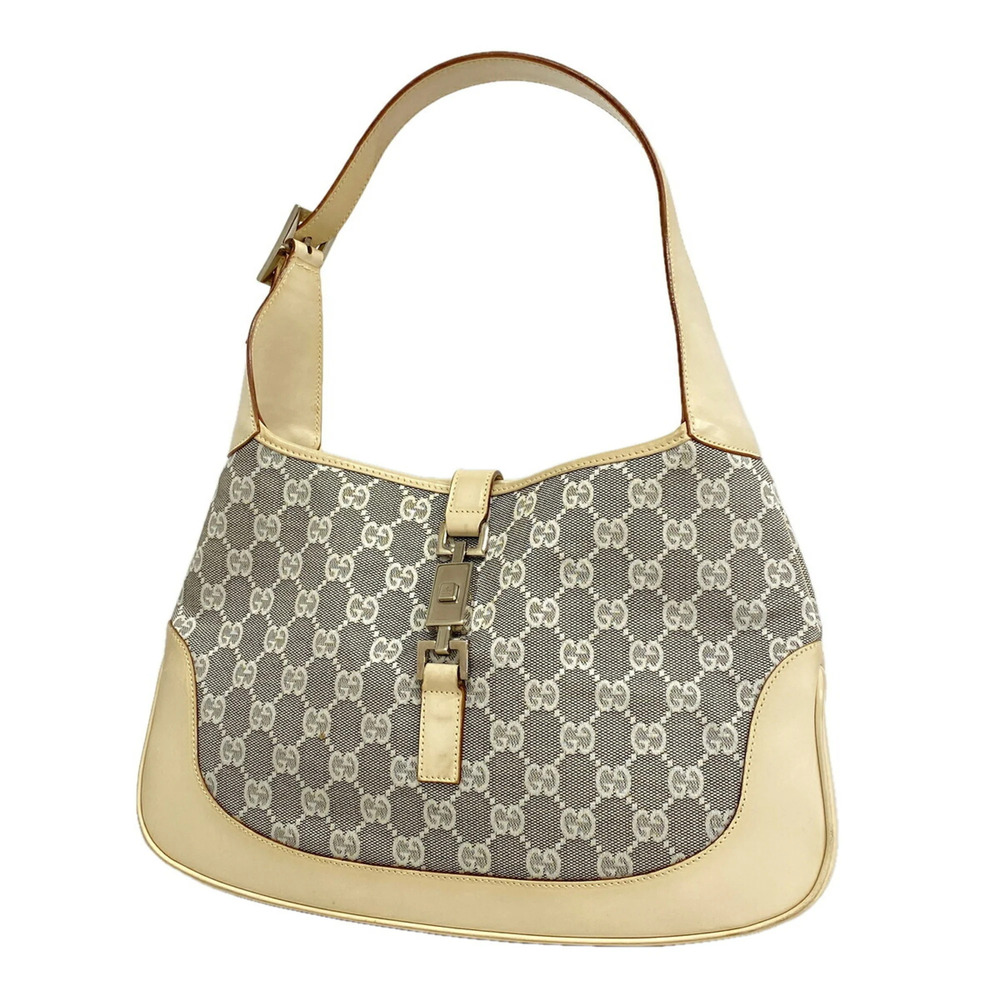 Gucci GG Canvas Jackie Shoulder Bag 001 3306 3444 Ivory Gray Women's